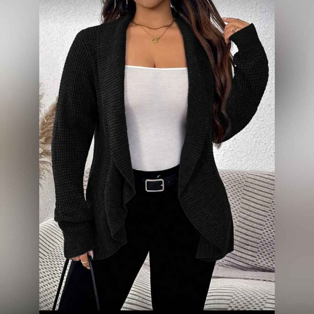 Black Open Front Cardigan